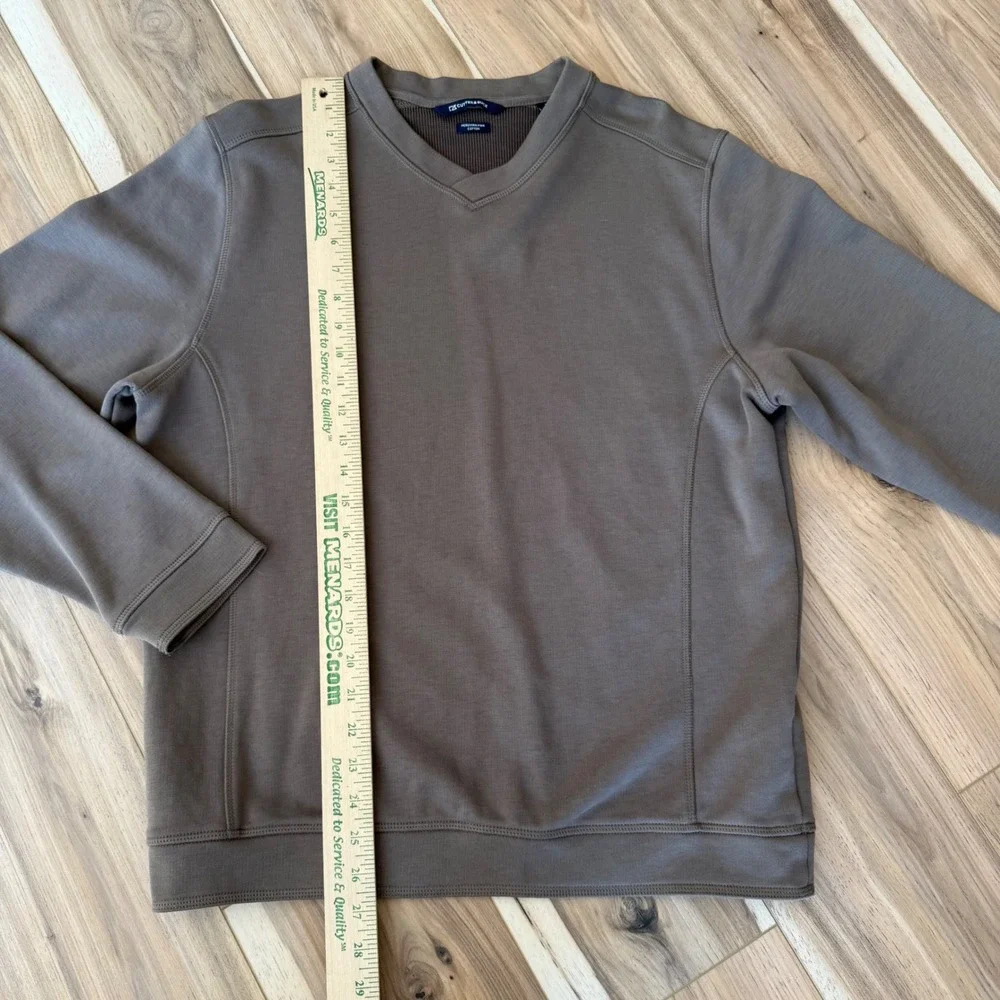 Cutter & Buck Peruvian Pima Cotton V-Neck Pullover Sweater Mens‎ M Olive Brown